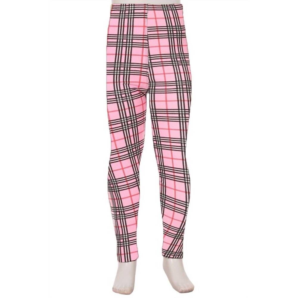 NEW LOVE IT valentine's kids plaid leggings in pink